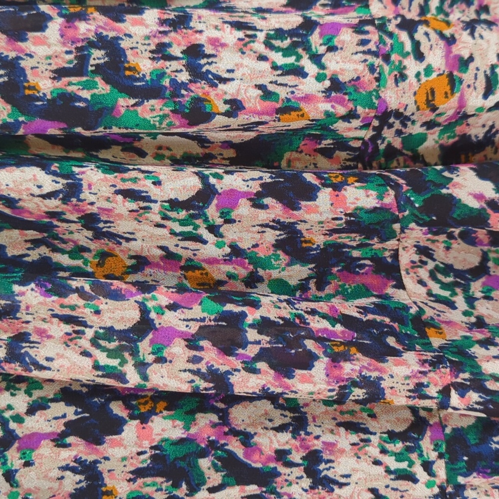 SOHO Multicolored Abstract Flowy Ruffle Mini Dress 3 - Picture 4 of 7